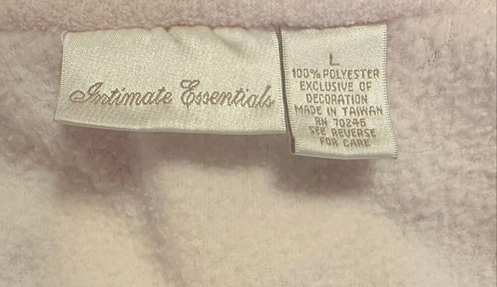 Intimate Essentials Soft Fleece Button Front Pink Bed Jacket Large Embroidered C - Picture 12 of 13